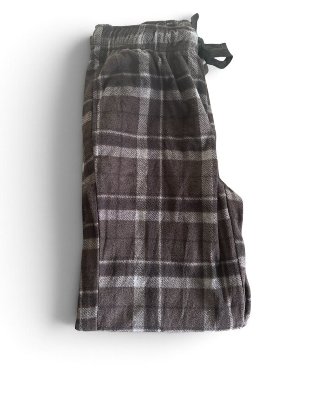 NWT Croft & Barrow Men’s Gray Black Plaid Fleece Pajama Lounge Pants Drawstring